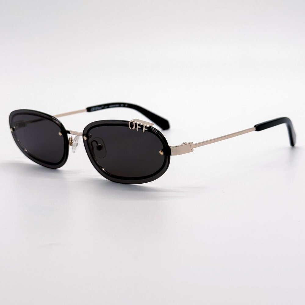 NEW OFF-WHITE OERI13M MIAMI 7607 SUNGLASSES UNISEX OVAL BLACK GOLD - Picture 5 of 9